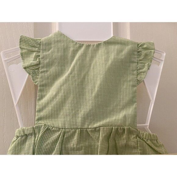 Petit Ami Bubble Ruffle Romper Green Gingham Baby Girls Size 3 Months NWT - Picture 2 of 7